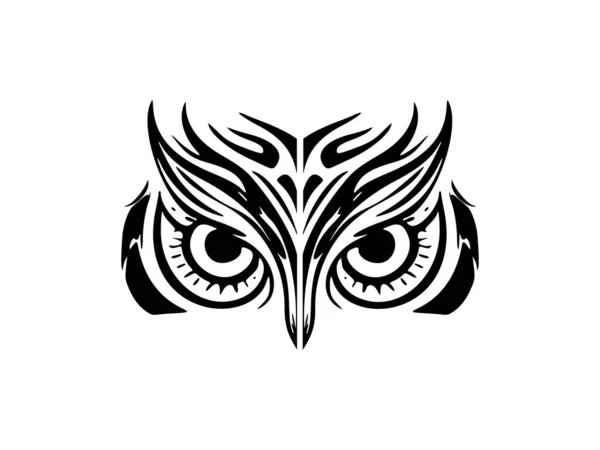 Tatuaż Sowy Wzorami Stylu Polinezyjskim Czarno Białym — Wektor stockowy