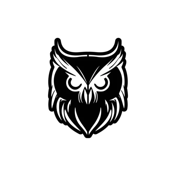 Nce Dizaynlı Bir Baykuşun Tek Renkli Vektör Logosu — Stok Vektör