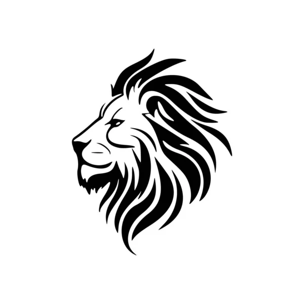 Siyah ve beyaz bir aslanı vektör şeklinde sadeleştiren bir logo.