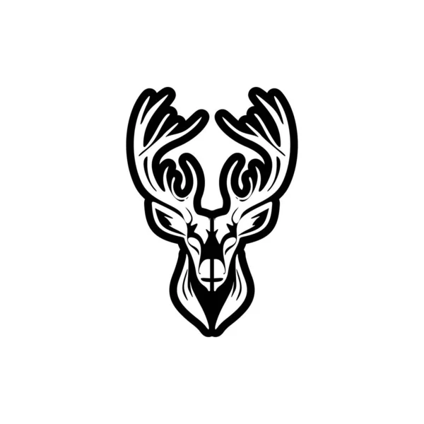 Modern Design Featuring Deer Silhouette Black White — Stock Vector