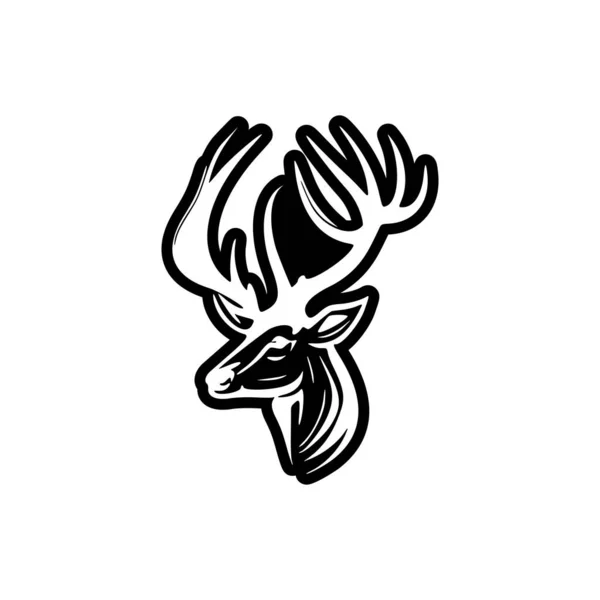 Logo Minimalista Raffigurante Cervo Bianco Nero — Vettoriale Stock