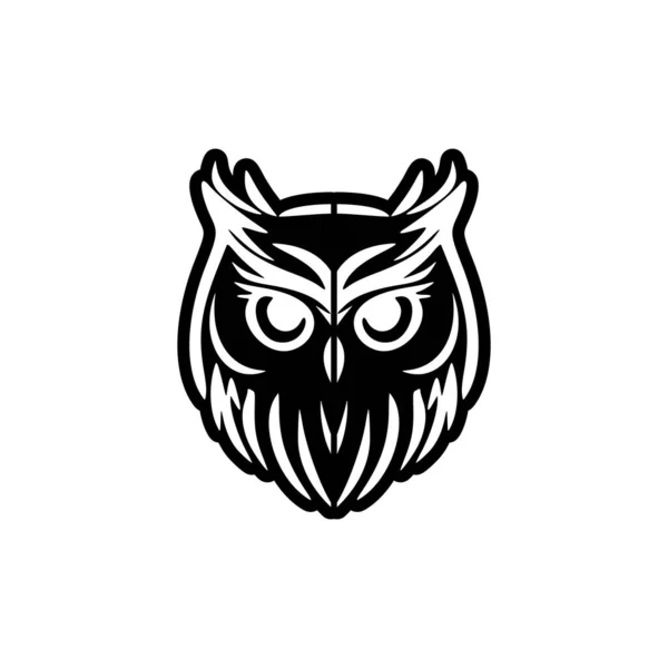 Siyah Beyaz Baykuş Içeren Basit Vektör Logosu — Stok Vektör