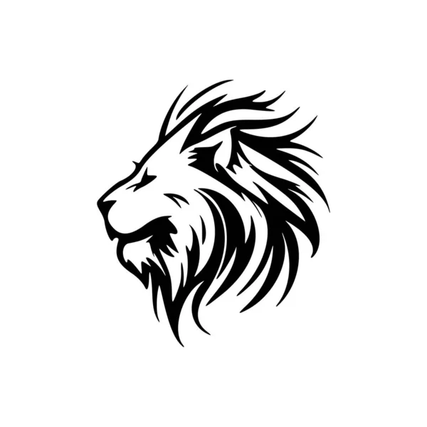 Logotipo Com Leão Preto Branco Linha Arte Vetorial — Vetor de Stock