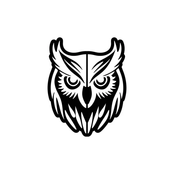 Векторный Логотип Совы Черно Белым Дизайном Который Сохраняется Простой Простой — стоковый вектор