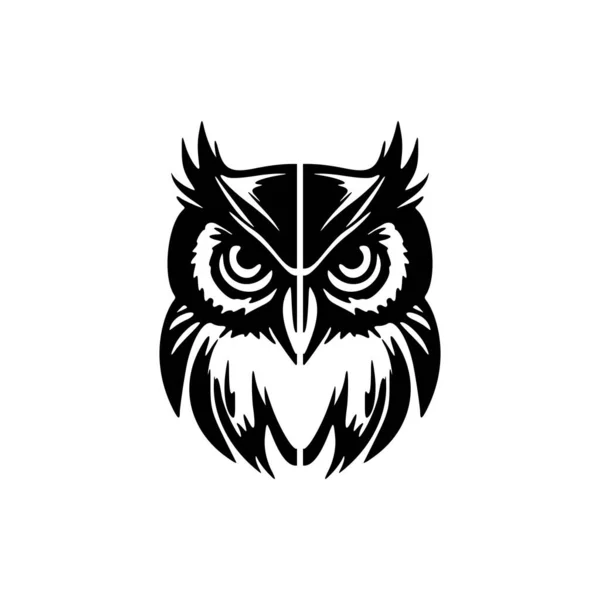 Logo Gufo Bianco Nero Con Semplice Disegno Vettoriale — Vettoriale Stock