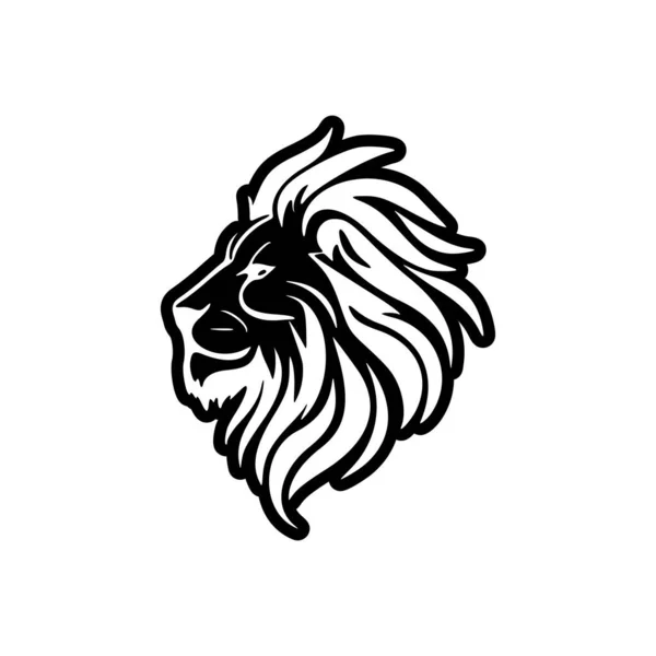 Een Visueel Minimalistisch Logo Van Een Leeuw Zwart Wit — Stockvector