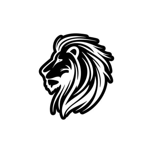 Logo Van Leeuw Zwart Wit Eenvoudig Vectorontwerp — Stockvector