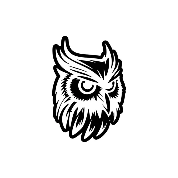 Karmaşık Olmayan Bir Tasarımı Olan Siyah Beyaz Baykuş Vektör Logosu — Stok Vektör