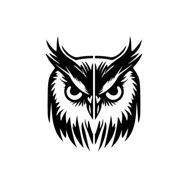 Монохромный Векторный Логотип Изображением Совы — стоковый вектор