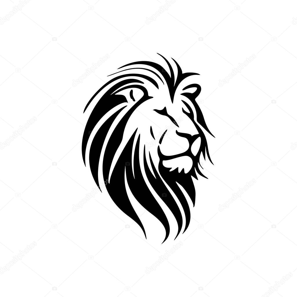 Logo of a lion in black and white, simple vector style.