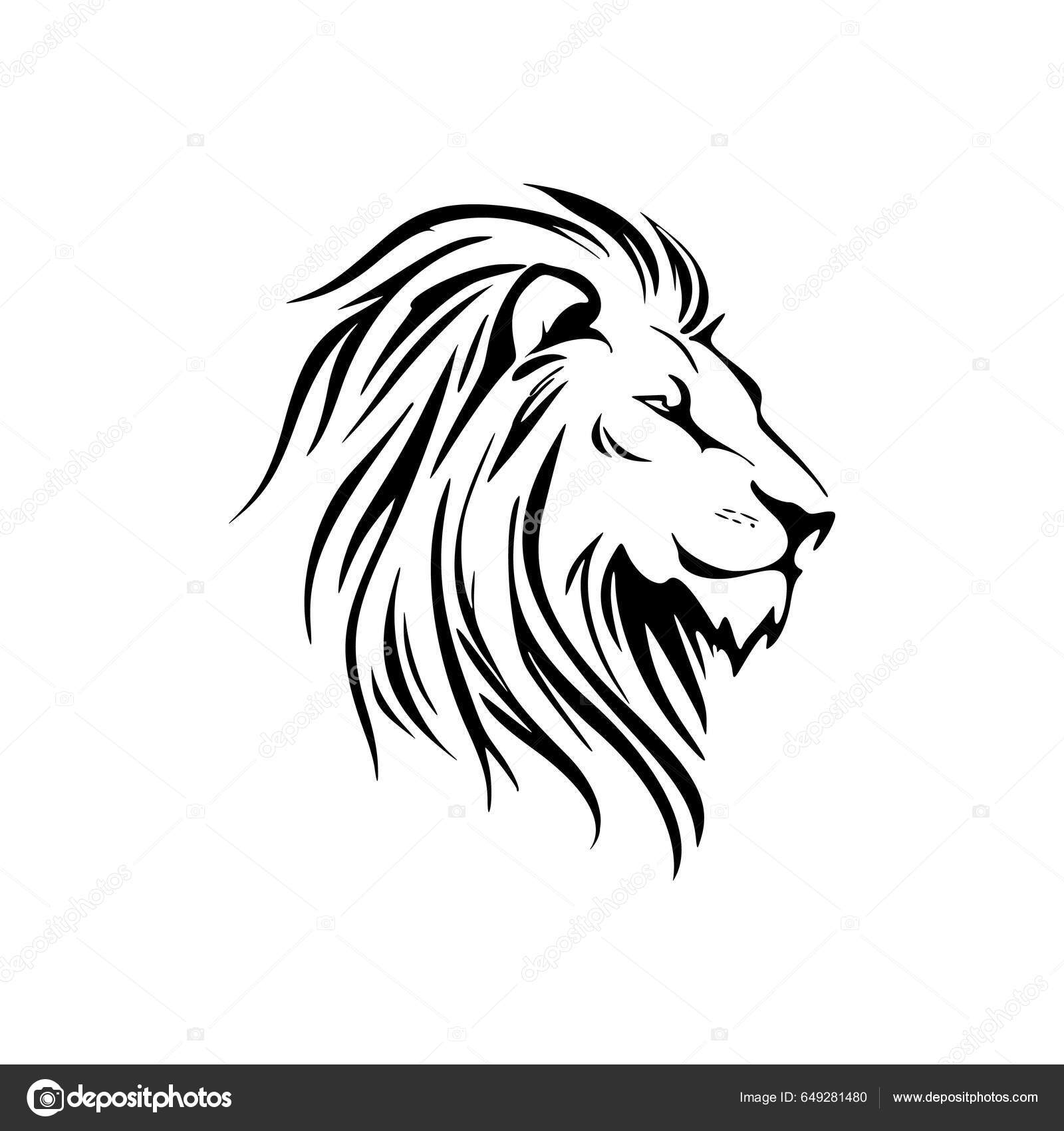 White Black Vector Lion Logo Simple Design Stock Vector by ©Motion-J  649281480, image size:1600x1700
