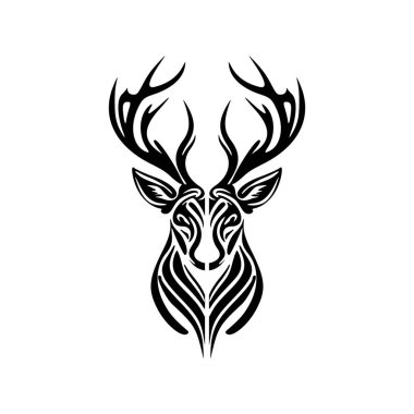 Klasik siyah beyaz gölgeli bir vektör geyiğin logosu.