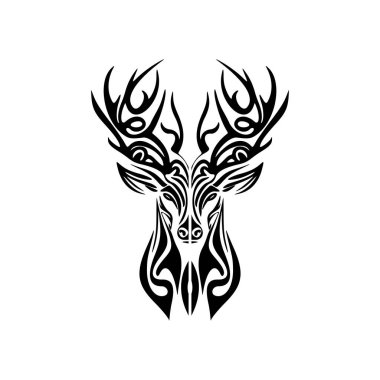 Basit bir siyah-beyaz vektör geyik logosu.