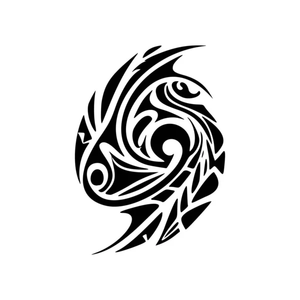Diseño Con Tatuaje Polinesio Blanco Negro — Vector de stock