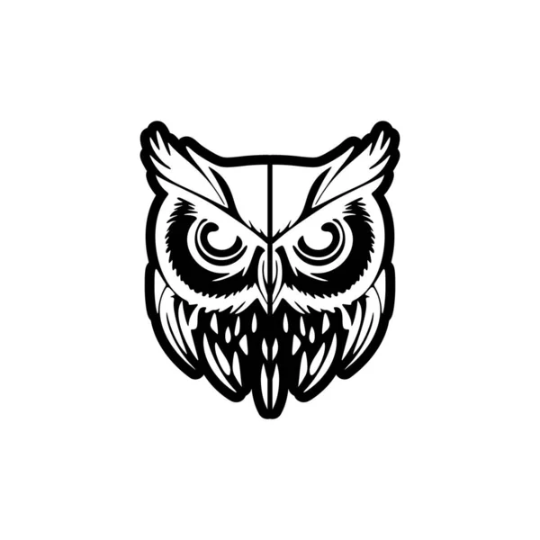 Elegante Logo Gufo Nel Design Vettoriale Bianco Nero — Vettoriale Stock