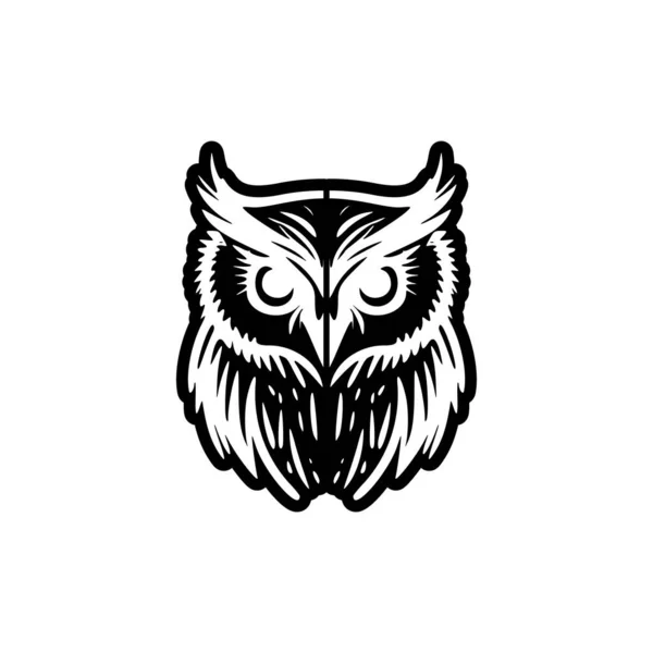 Простой Черно Белый Векторный Логотип Совы — стоковый вектор