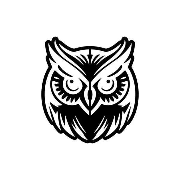 Siyah Beyaz Basit Dizaynlı Vektör Baykuş Logosu — Stok Vektör