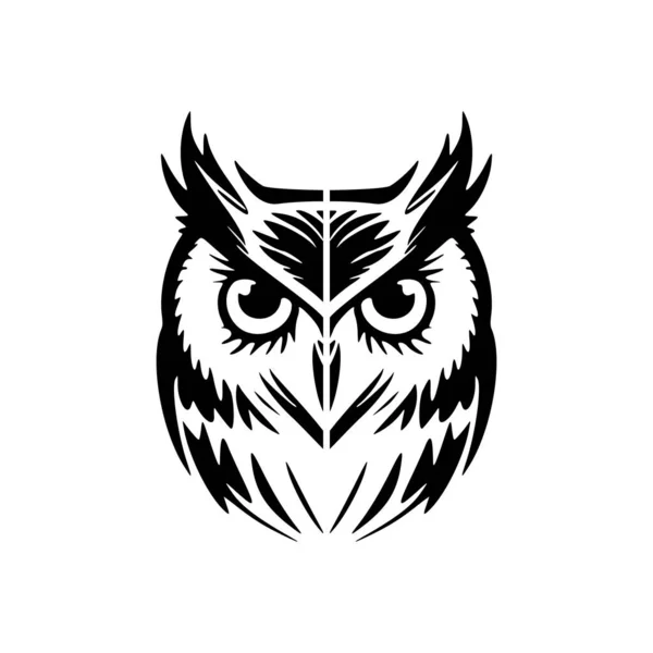 Gufo Logo Vettoriale Netto Nella Sua Semplicità Bianco Nero — Vettoriale Stock