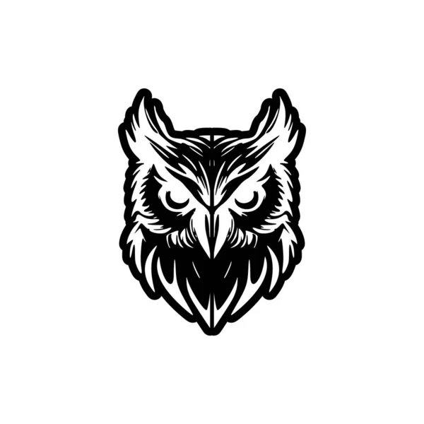 Векторный Логотип Изображающий Сову Черно Белыми Простыми Цветами — стоковый вектор