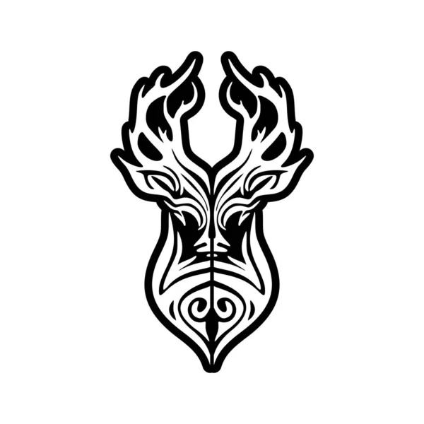 Logo Vectoriel Cerf Noir Blanc Minimaliste Simpliste — Image vectorielle