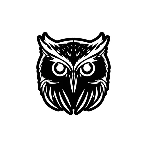 Logo Vettoriale Gufo Bianco Nero Semplice Elegante — Vettoriale Stock