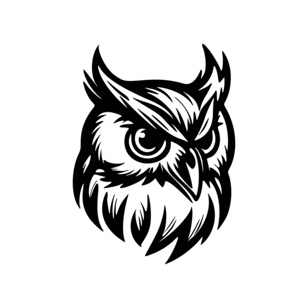 Векторный Логотип Простой Чёрно Белой Совы — стоковый вектор