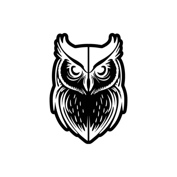Beyaz Baykuş Parlak Siyah Vektör Logosu — Stok Vektör