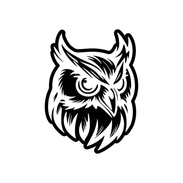 Siyah Beyaz Bir Baykuşun Vektör Logosu Minimalist Bir Tasarımı Var — Stok Vektör