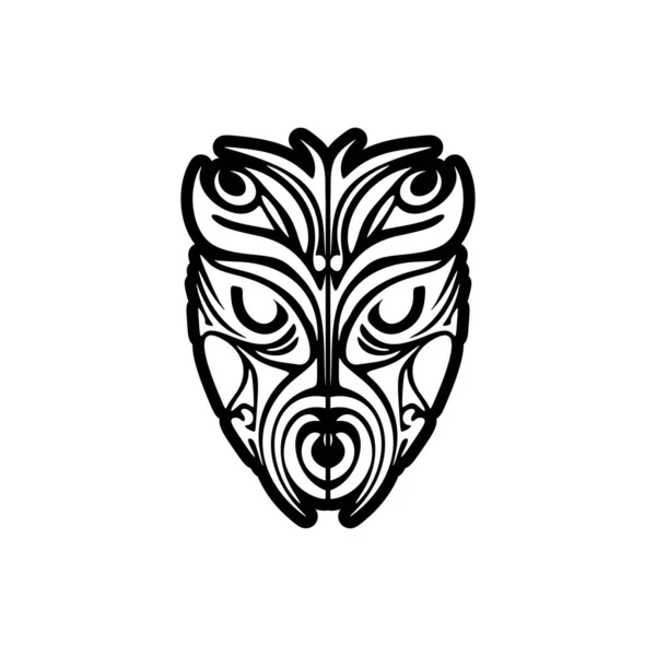 Masque Dieu Avec Motifs Polynésiens Encre Noire Blanche — Image vectorielle