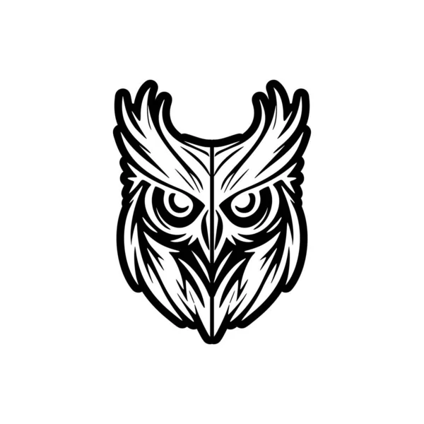 Vurucu Siyah Beyaz Baykuş Logosu — Stok Vektör