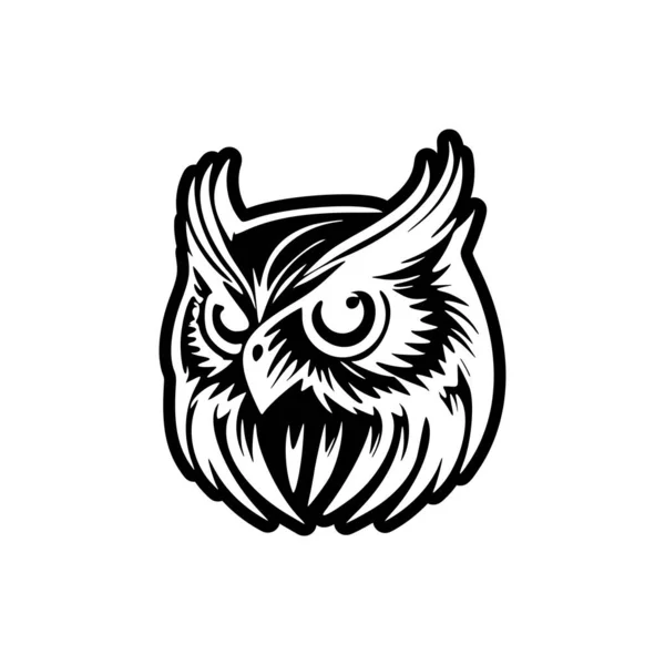 Логотип Монохромной Векторной Совы Гладкая Простая — стоковый вектор
