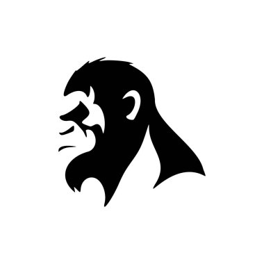 Beyaz zemin üzerinde siyah maymun şeklinde vektör logosu.