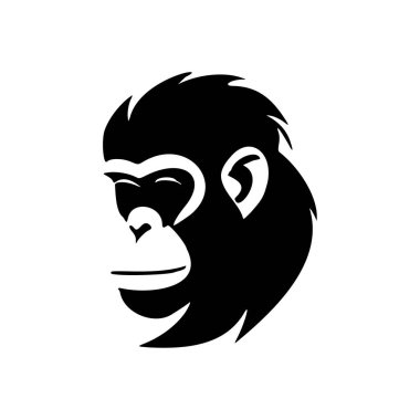 Siyah bir maymunun beyaz zemin üzerindeki yaratıcı vektör logosu.