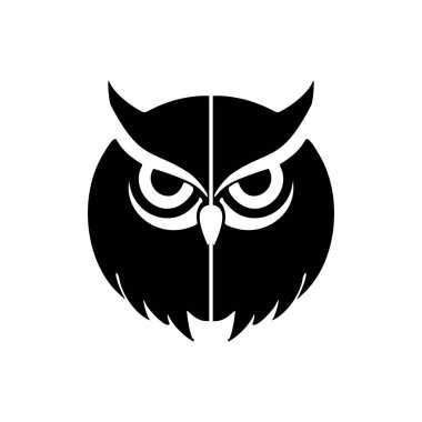 Baykuş logosu vektör stili olarak siyahla gösterilir ve beyaz bir arkaplanda zevkle ayrılır..