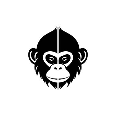 Beyaz zemin üzerinde siyah maymun şeklinde vektör logosu.