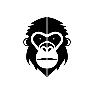 Beyaz bir arkaplanda, sanatsal siyah maymun vektör logosu