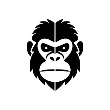 Beyaz zemin üzerinde zarif siyah maymun vektör logosu