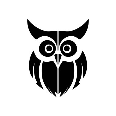 Baykuş logosunun vektör versiyonu siyahtır ve beyaz bir arkaplanda zevkle ayrılır.