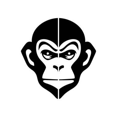 Beyaz zemin üzerinde siyah maymun şeklinde vektör logosu.