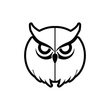 Baykuşun vektör logosu siyahtır ve el değmemiş beyaz bir arka planda ustalıkla izole edilmiştir..