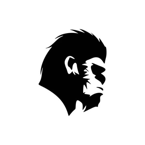 Pano Fundo Branco Logotipo Artístico Vetor Macaco Preto —  Vetores de Stock