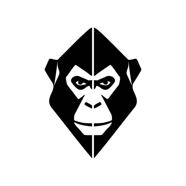Bílém Pozadí Umělecké Černé Opičí Vektorové Logo — Stockový vektor