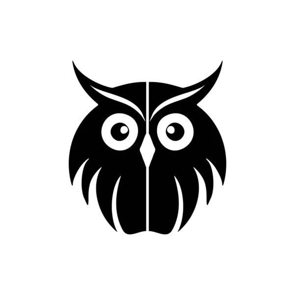 stock vector The owl logo is presented in vector style in black and is tastefully separated on a plain white backdrop.