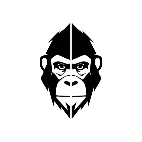 White Backdrop Artistic Black Monkey Vector Logo — Stock Vector