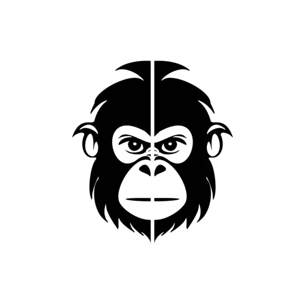 Beyaz Zemin Üzerinde Zarif Siyah Maymun Vektör Logosu — Stok Vektör
