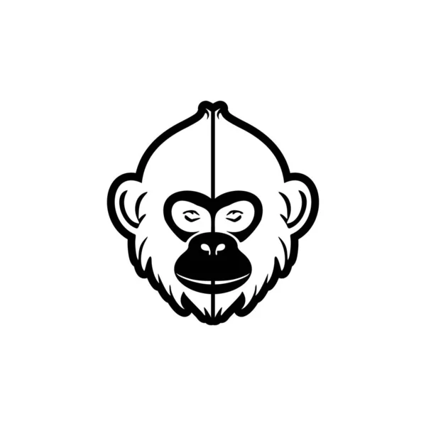 Logo Vettoriale Della Scimmia Bianco Nero Abilmente Isolato Uno Sfondo — Vettoriale Stock