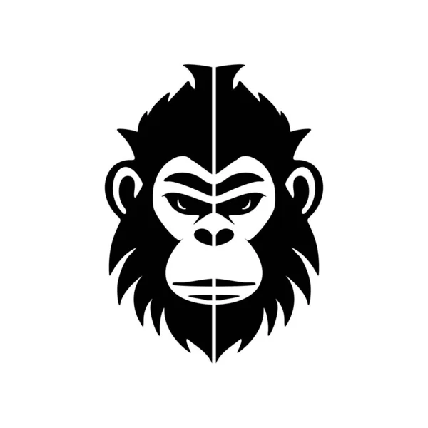 Siyah Beyaz Maymun Vektör Logosu Saf Beyaz Bir Zemin Üzerinde — Stok Vektör