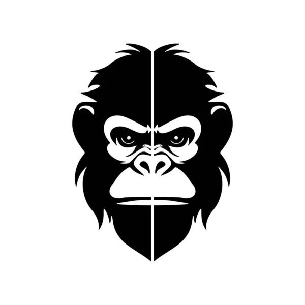 Siyah Bir Maymunun Beyaz Zemin Üzerindeki Yaratıcı Vektör Logosu — Stok Vektör