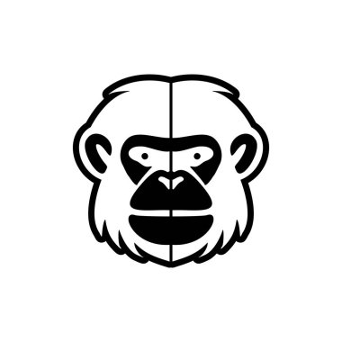 Beyaz arkaplan kullanarak siyah maymun vektör logosu sanatsal olarak ayrılmış..