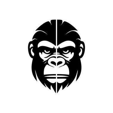 Beyaz bir arkaplanda, sanatsal siyah maymun vektör logosu